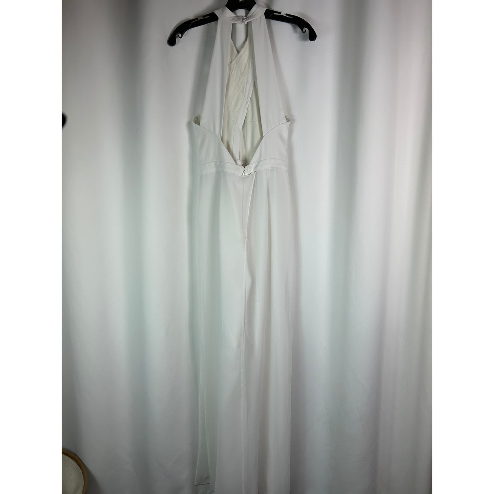 BCBGMAXAZRIA Josselyn White Bridal Jumpsuit Halter Wide Leg Reception Outfit 4 - Picture 8 of 14